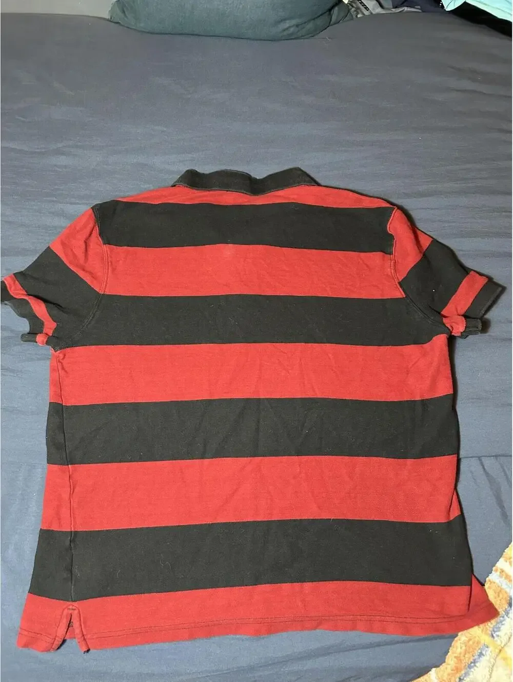 True Religion Black and Red Striped Polo Shirt Men's XL